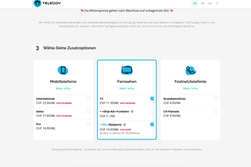 MySports bei Teleboy